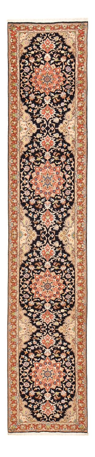 Biegacz Dywan perski - Tabriz - Królewski - 380 x 75 cm - ciemnoniebieski