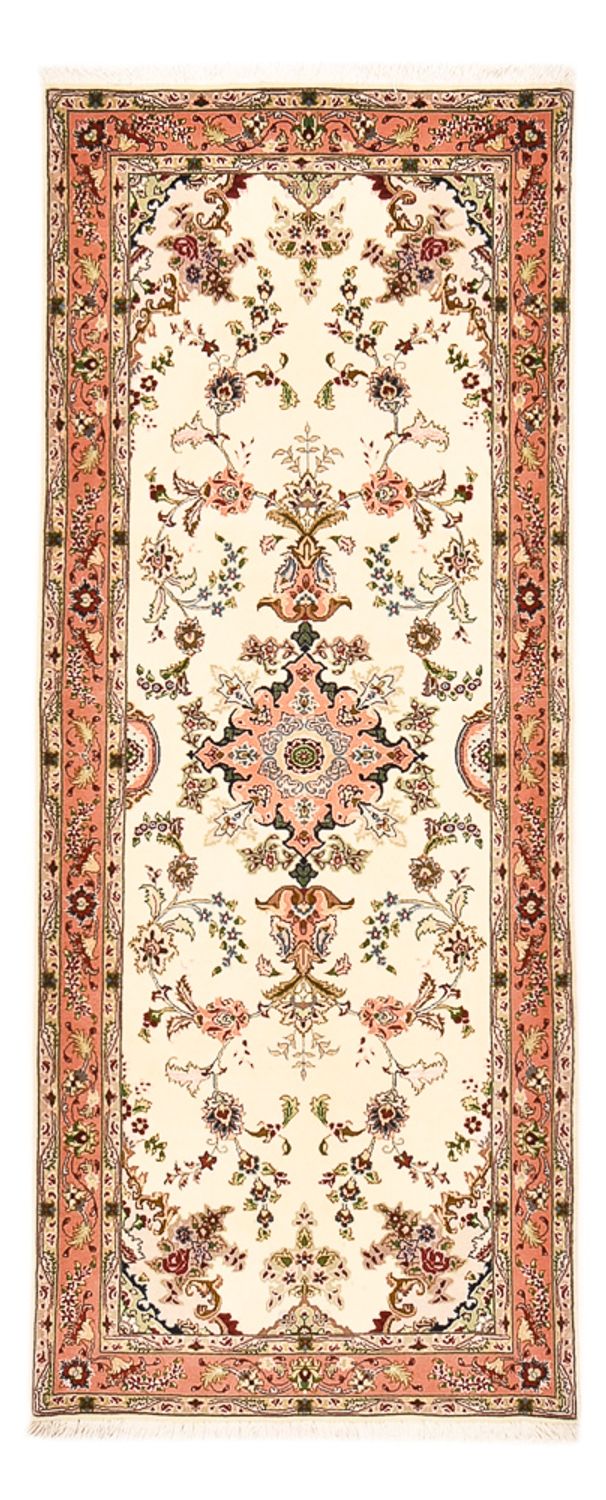 Biegacz Dywan perski - Tabriz - Królewski - 203 x 81 cm - kremowy