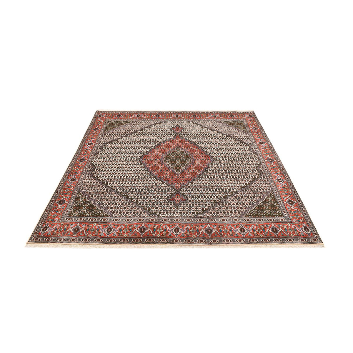 Dywan perski - Tabriz - Królewski kwadratowy  - 212 x 201 cm - jasnobrązowy