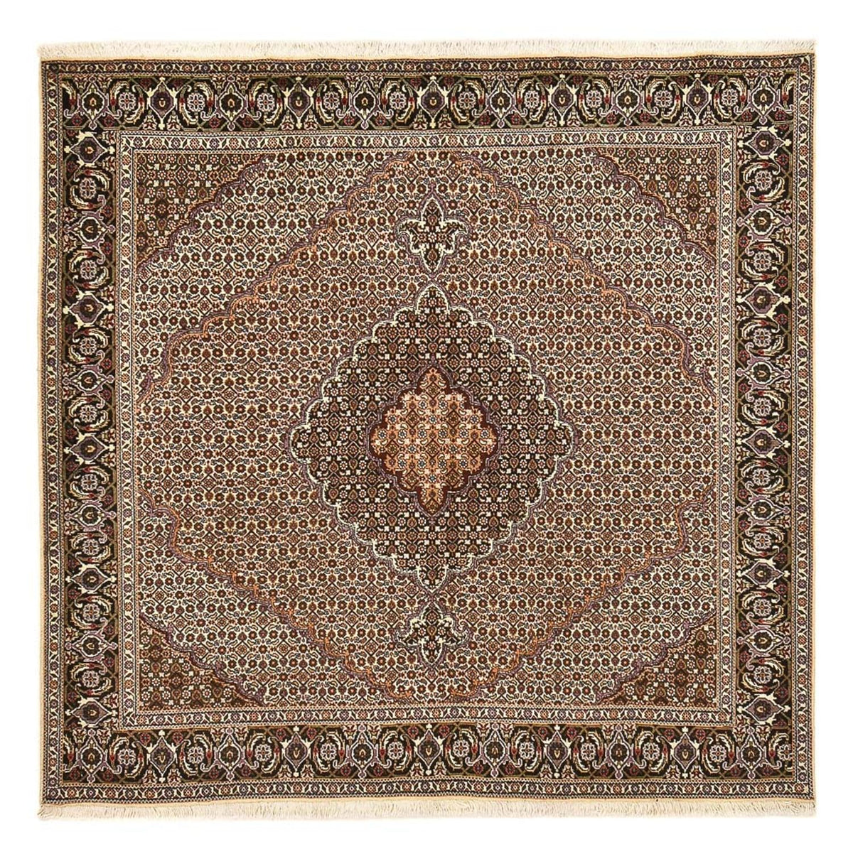 Dywan perski - Tabriz - Królewski kwadratowy  - 202 x 202 cm - brązowy