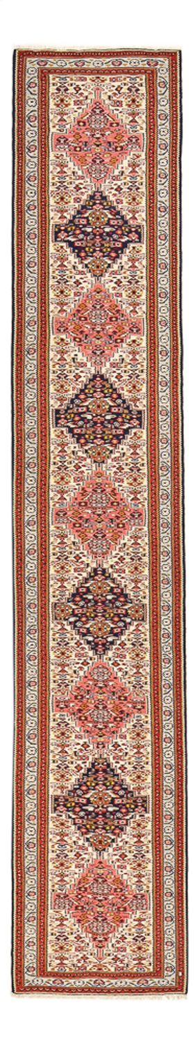 Biegacz Dywan Kelim - Orientalny - 437 x 81 cm - beżowy