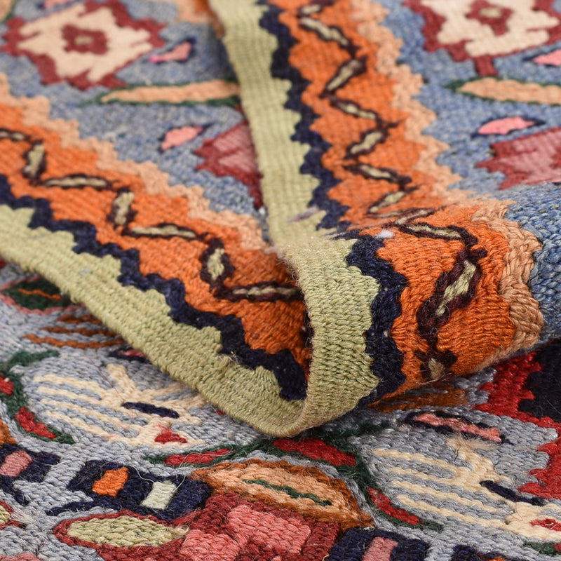 Biegacz Dywan Kelim - Orientalny - 415 x 85 cm - ciemnoniebieski