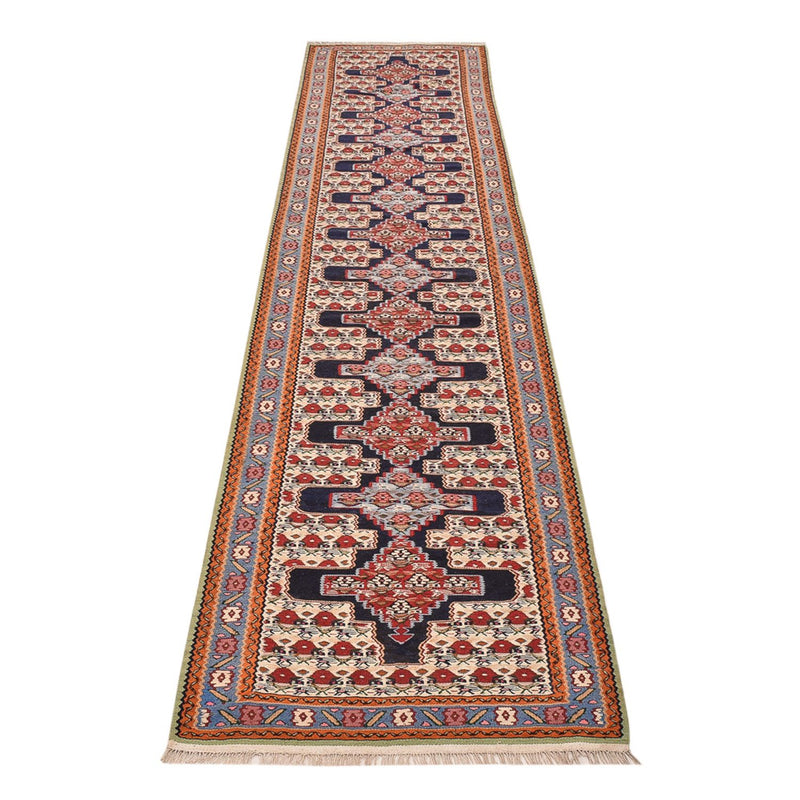 Biegacz Dywan Kelim - Orientalny - 415 x 85 cm - ciemnoniebieski