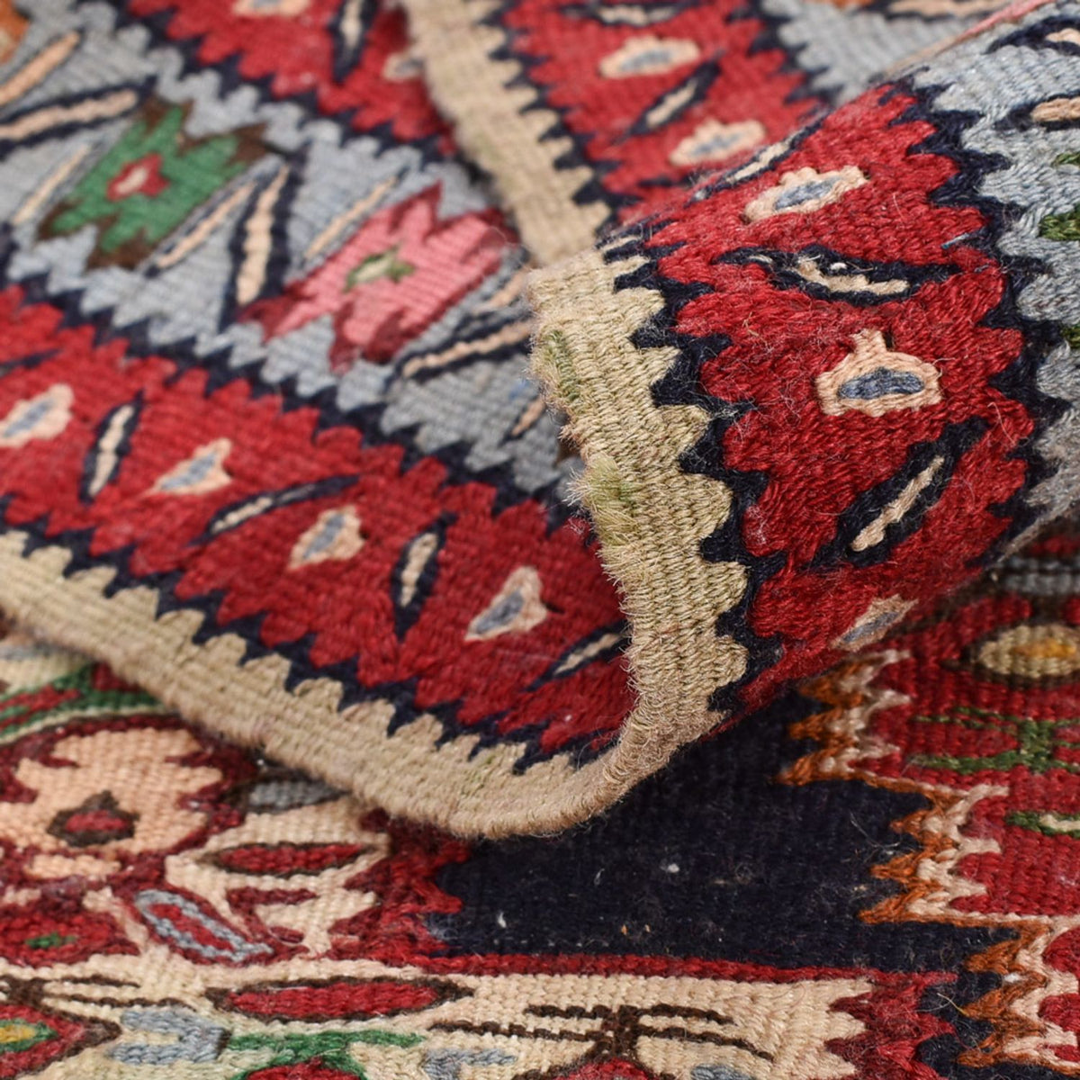 Biegacz Dywan Kelim - Orientalny - 395 x 87 cm - ciemnoniebieski