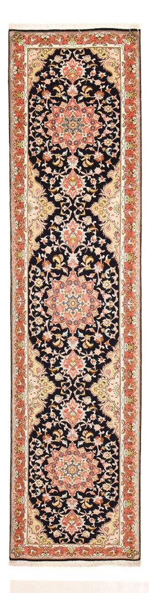 Biegacz Dywan perski - Tabriz - Premium - 308 x 74 cm - ciemnoniebieski