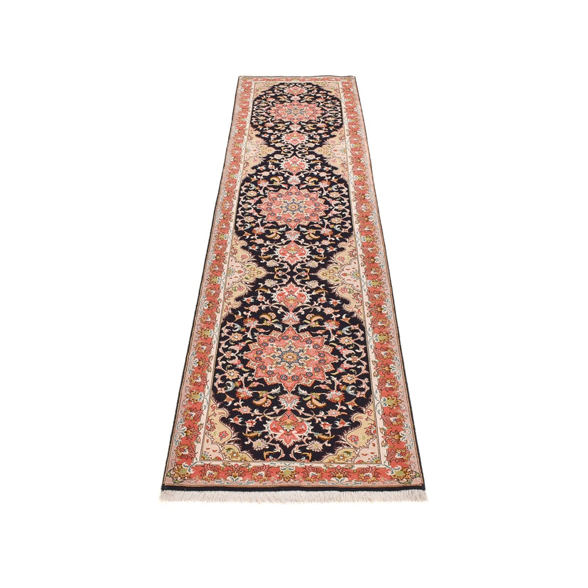 Biegacz Dywan perski - Tabriz - Premium - 308 x 74 cm - ciemnoniebieski