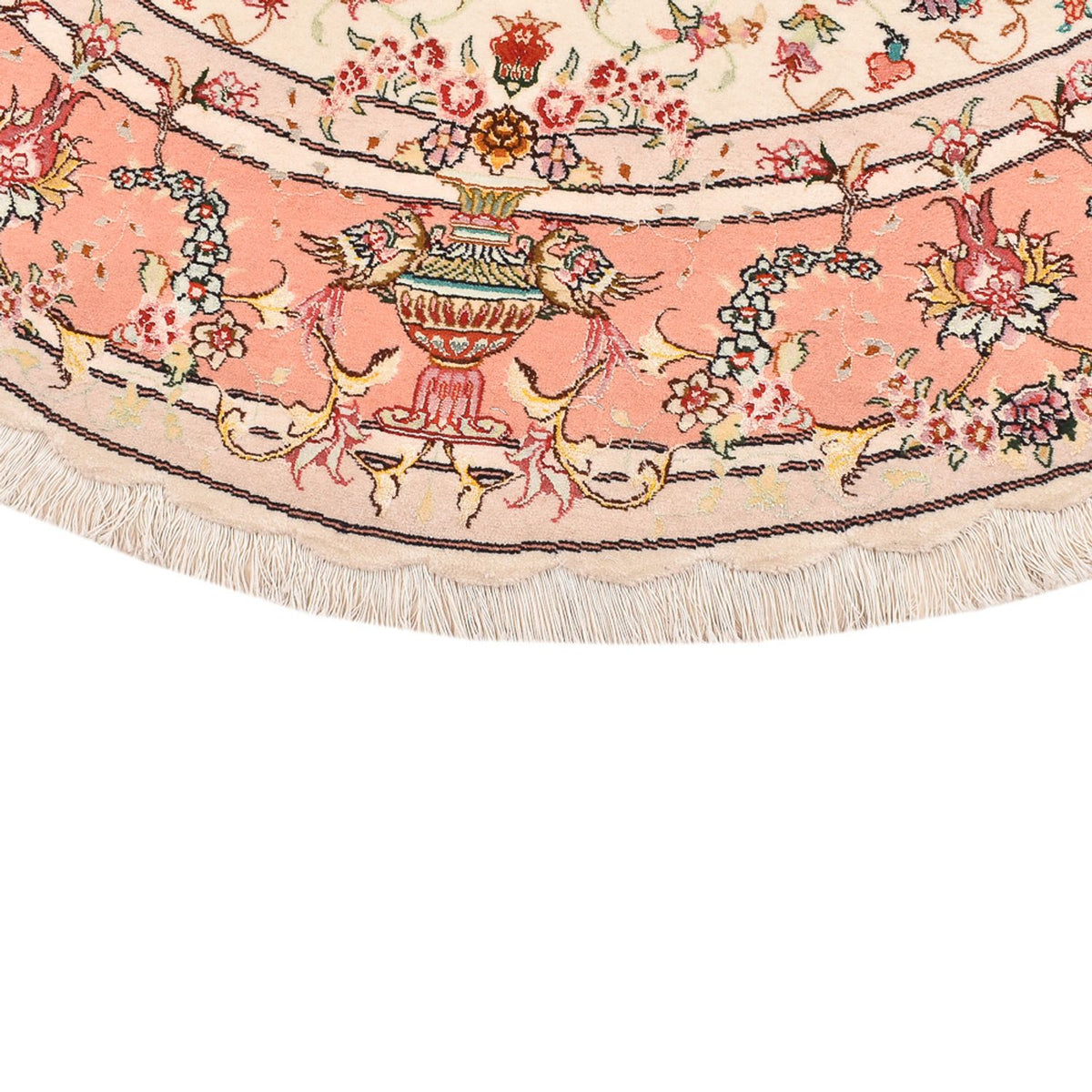 Dywan perski - Tabriz - Premium okrągły  - 200 x 200 cm - kremowy