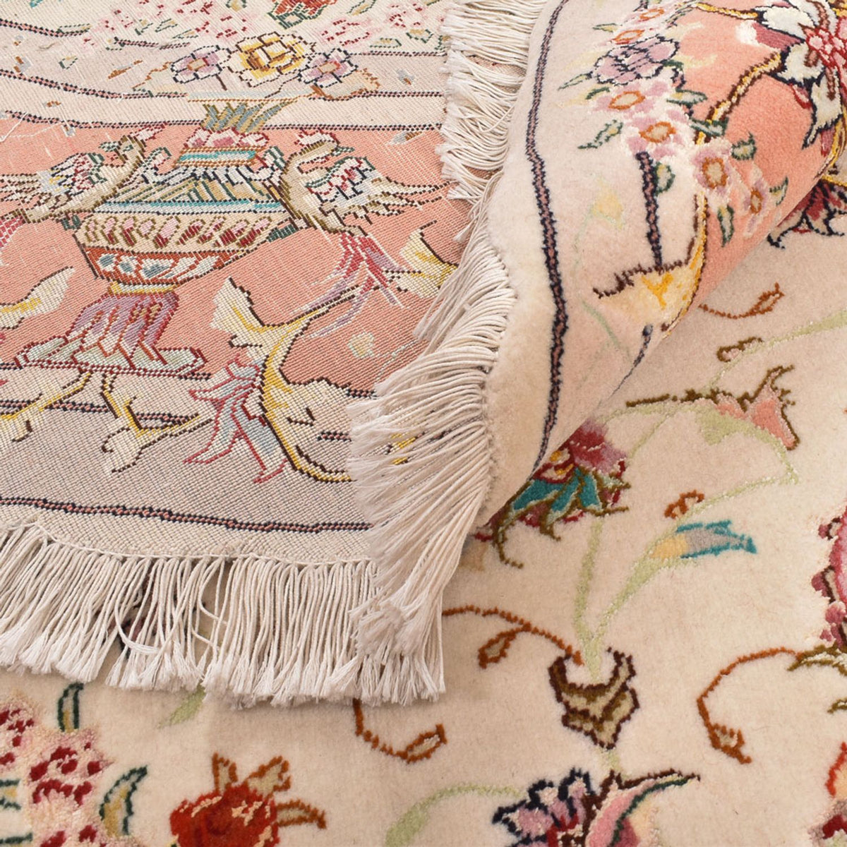 Dywan perski - Tabriz - Premium okrągły  - 200 x 200 cm - kremowy