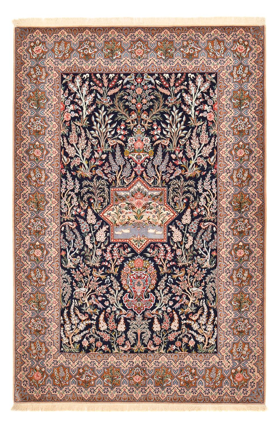 Dywan perski - Isfahan - Premium - 238 x 159 cm - ciemnoniebieski
