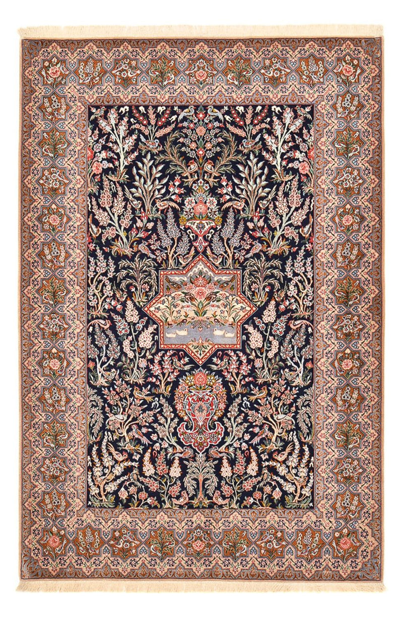 Dywan perski - Isfahan - Premium - 238 x 159 cm - ciemnoniebieski