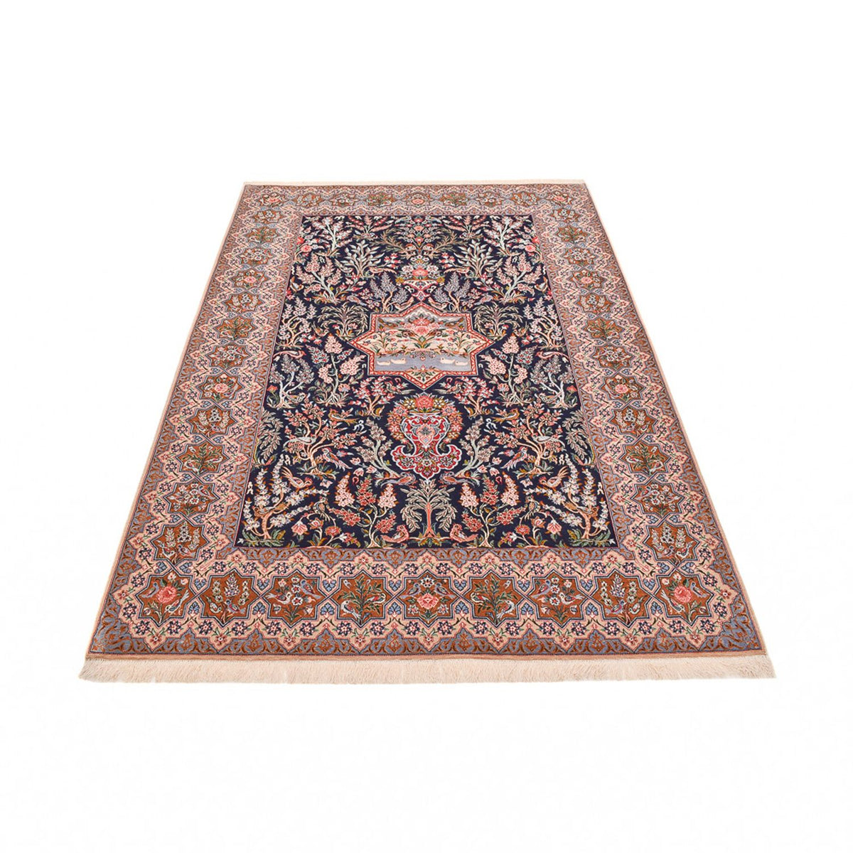 Dywan perski - Isfahan - Premium - 238 x 159 cm - ciemnoniebieski