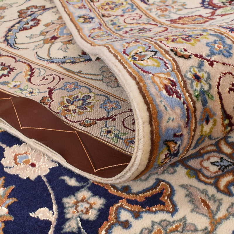 Dywan perski - Isfahan - Premium - 304 x 203 cm - ciemnoniebieski