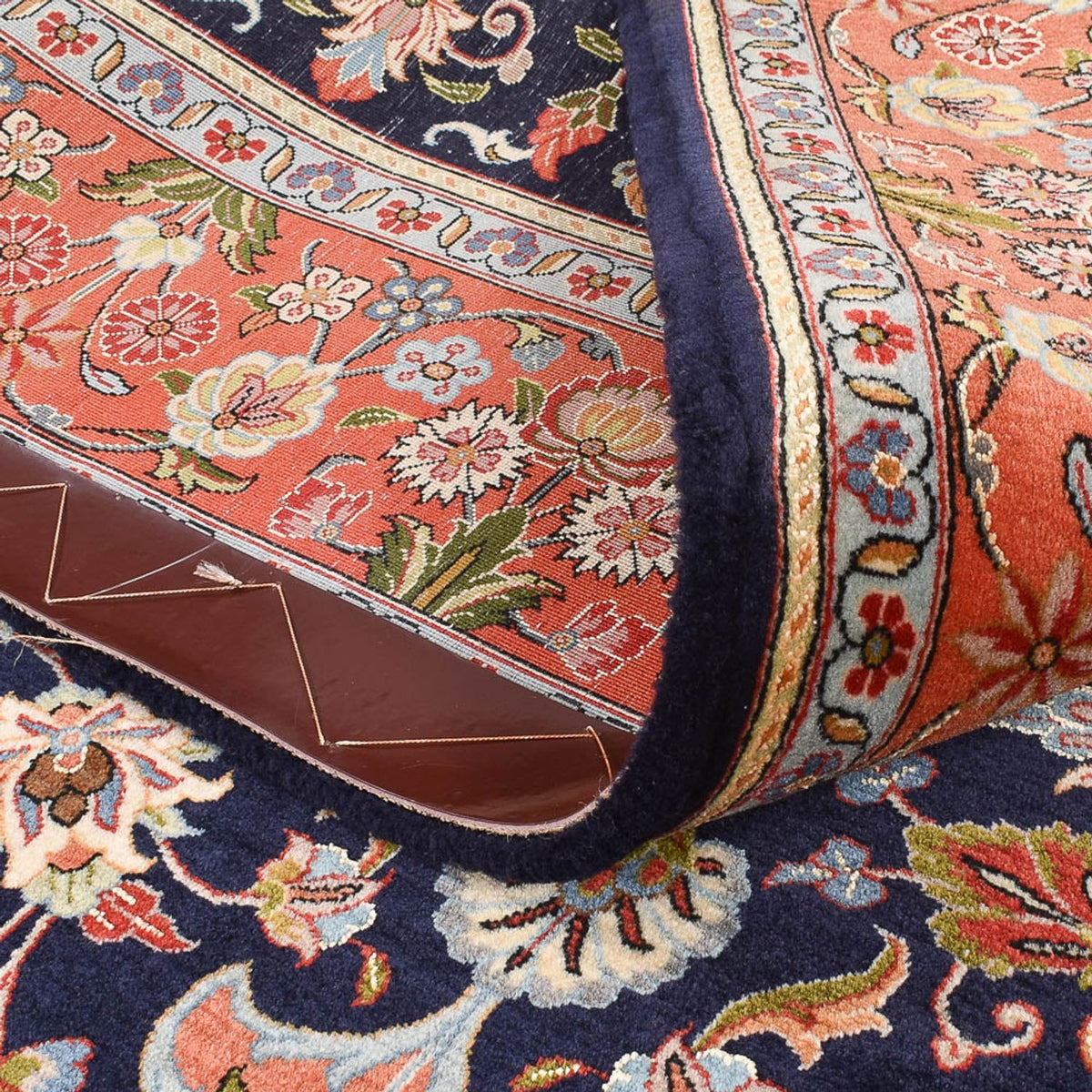 Perski dywan - Ghom - Królewski - 202 x 141 cm - ciemnoniebieski