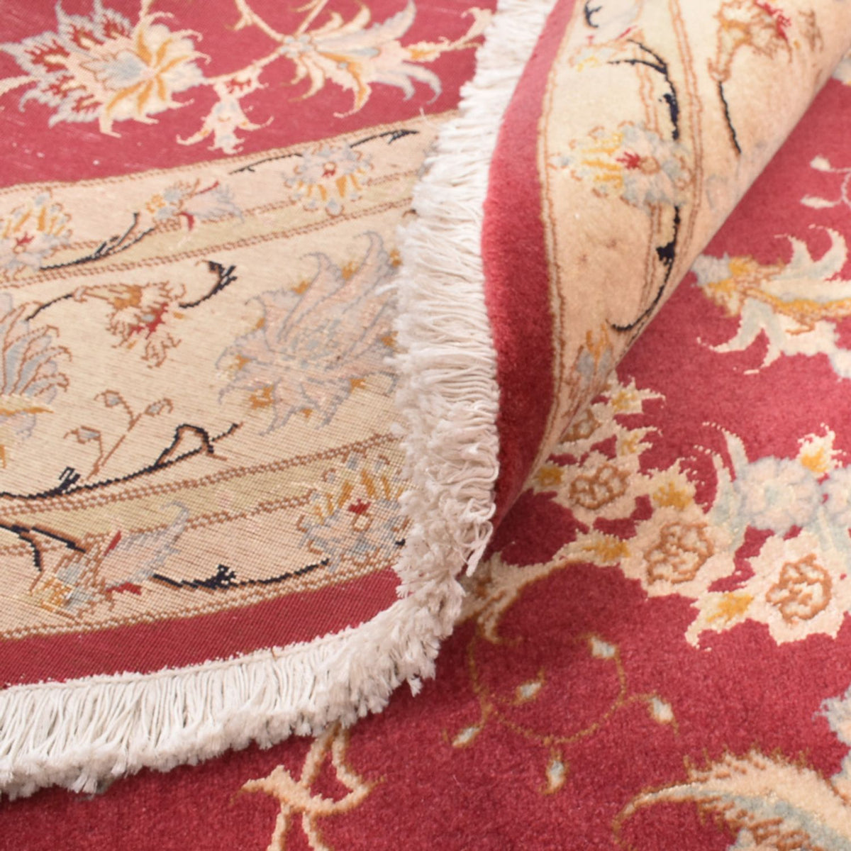 Dywan perski - Tabriz - Królewski okrągły  - 200 x 200 cm - czerwony