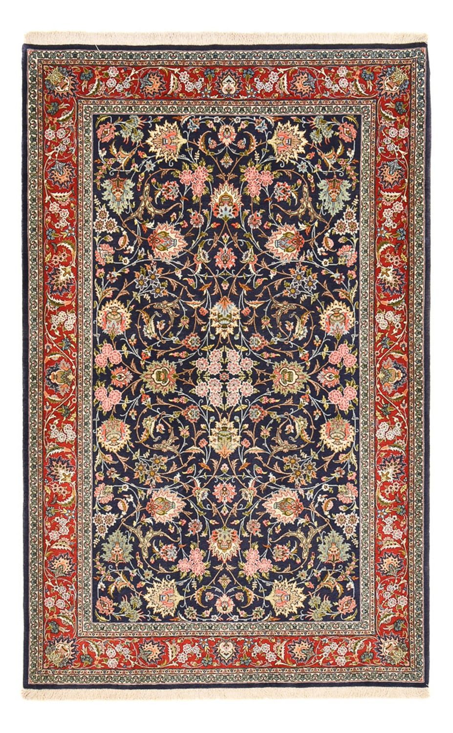 Dywan perski - Isfahan - Premium - 220 x 140 cm - ciemnoniebieski