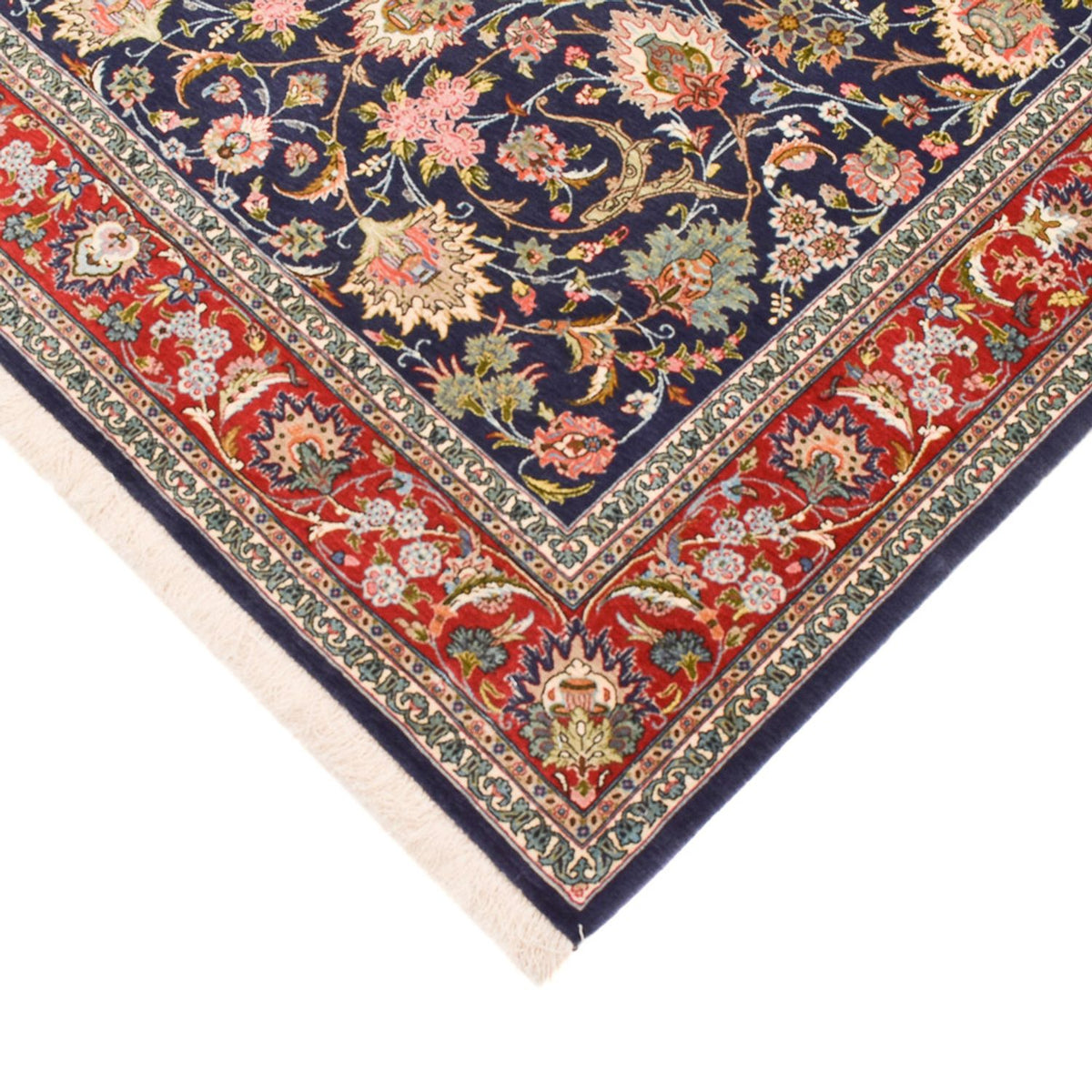 Dywan perski - Isfahan - Premium - 220 x 140 cm - ciemnoniebieski