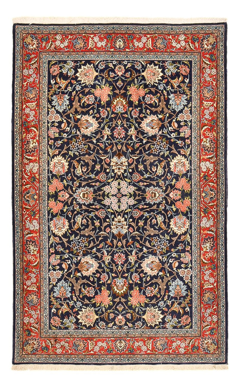 Dywan perski - Isfahan - Premium - 226 x 136 cm - ciemnoniebieski