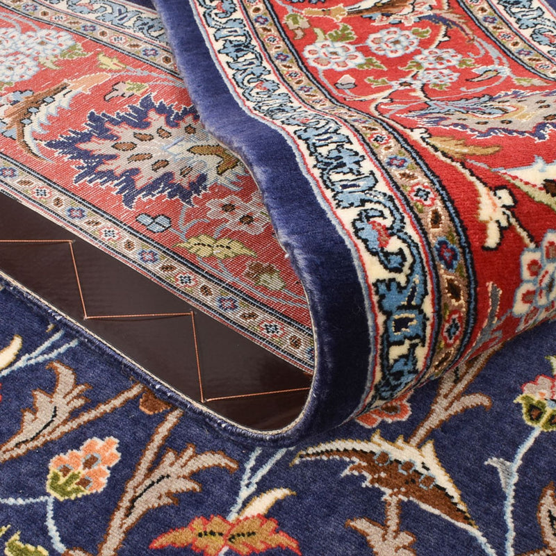 Dywan perski - Isfahan - Premium - 226 x 136 cm - ciemnoniebieski