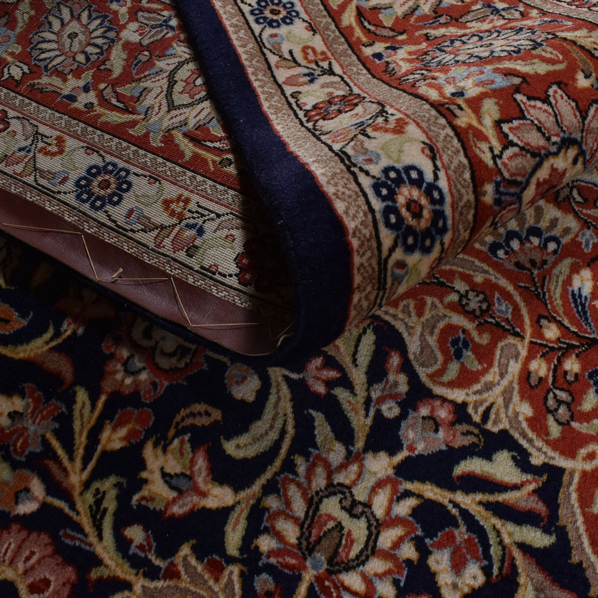 Dywan perski - Ghom - 301 x 221 cm - ciemnoniebieski