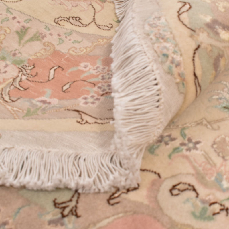 Dywan perski - Tabriz - Królewski okrągły  - 150 x 150 cm - beżowy