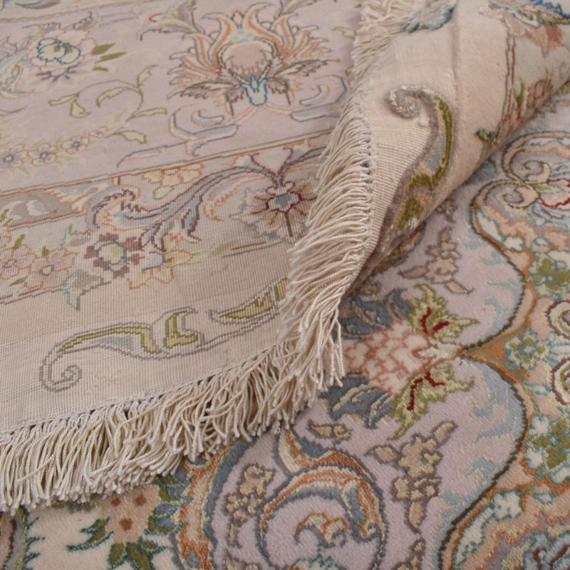 Dywan perski - Tabriz - Królewski okrągły  - 303 x 303 cm - beżowy