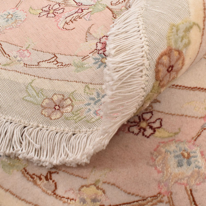 Dywan perski - Tabriz - Królewski okrągły  - 143 x 143 cm - łososiowy