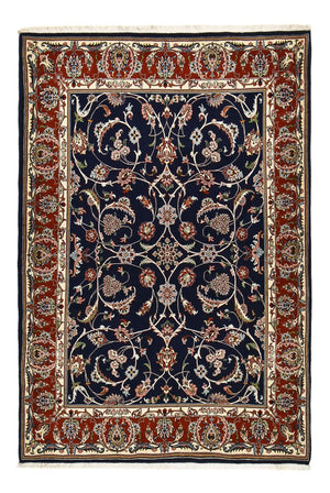 Dywan perski - Ghom - 212 x 146 cm - ciemnoniebieski