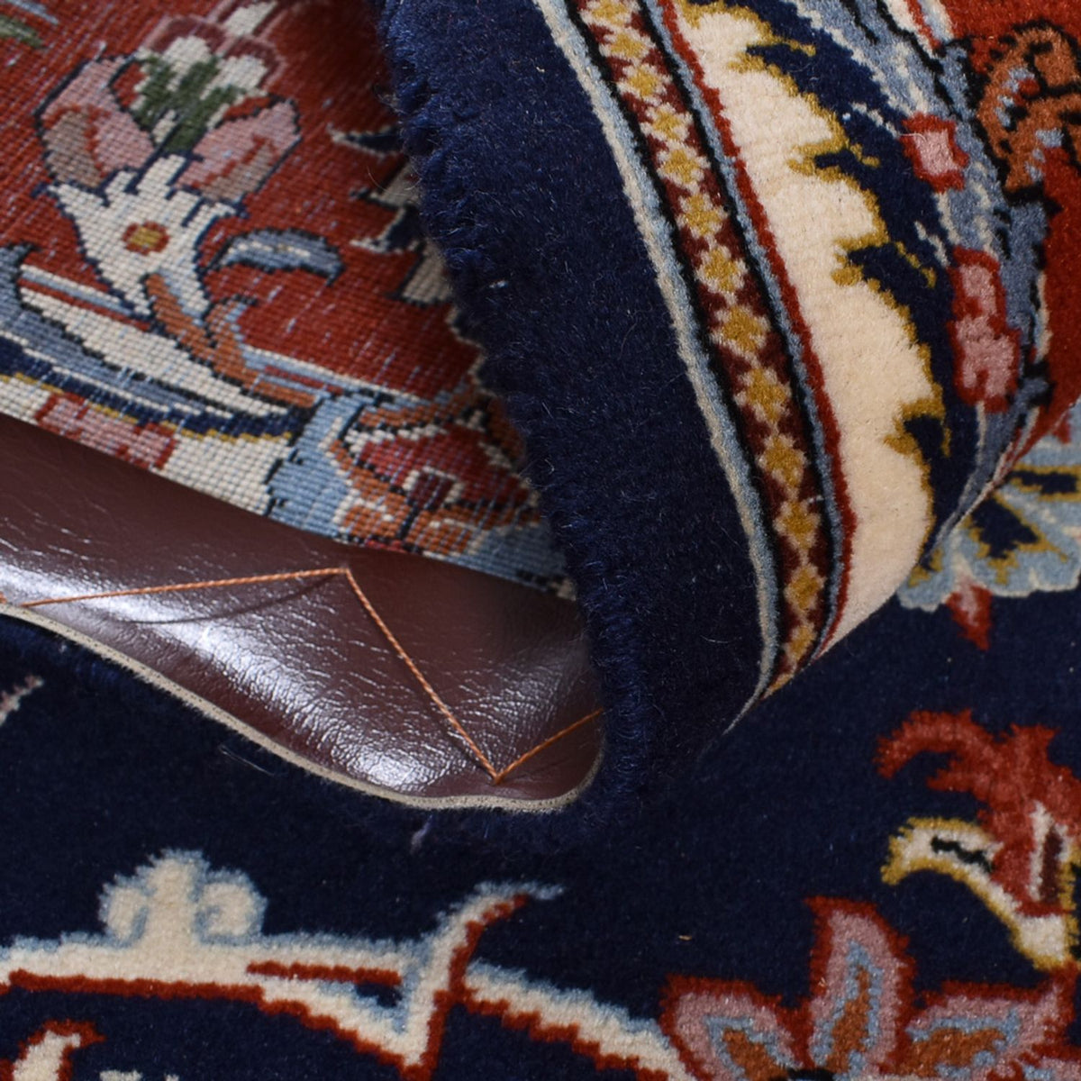 Dywan perski - Ghom - 212 x 146 cm - ciemnoniebieski