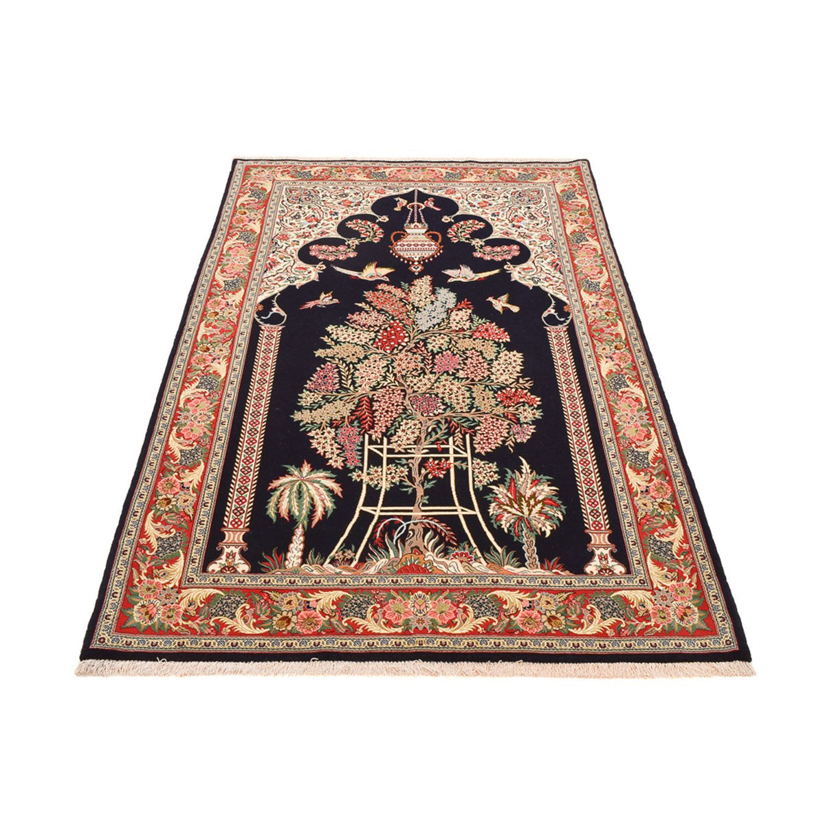 Perski dywan - Ghom - Królewski - 218 x 135 cm - ciemnoniebieski