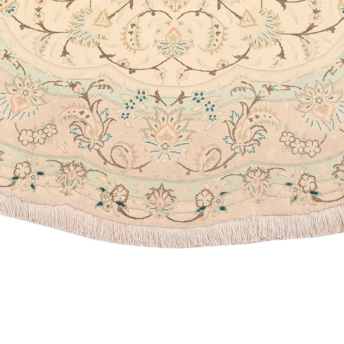 Dywan perski - Tabriz - Premium okrągły  - 200 x 200 cm - piaskowy