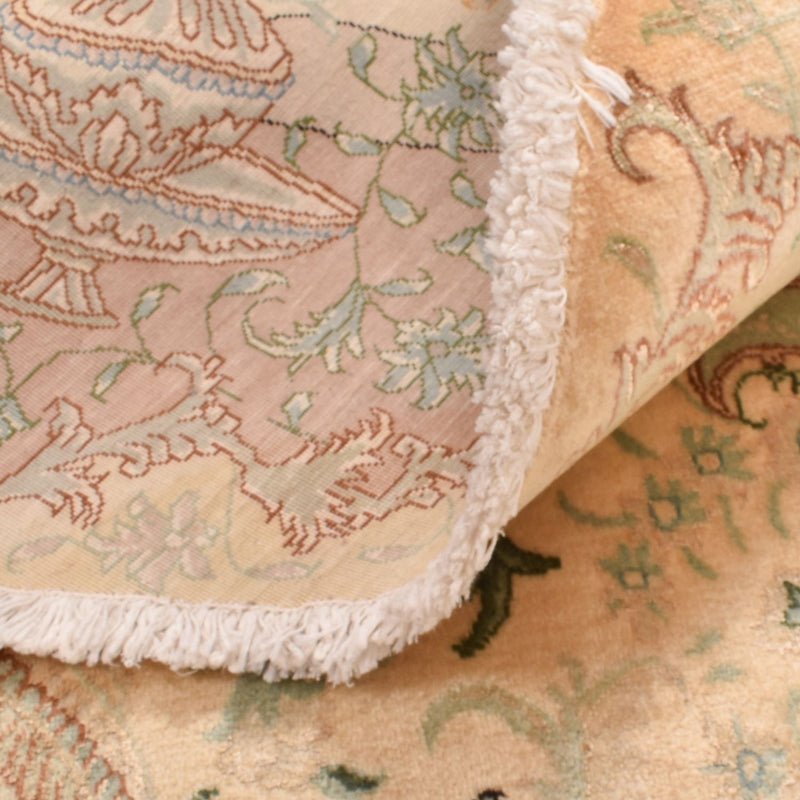 Dywan perski - Tabriz - Królewski okrągły  - 200 x 200 cm - beżowy