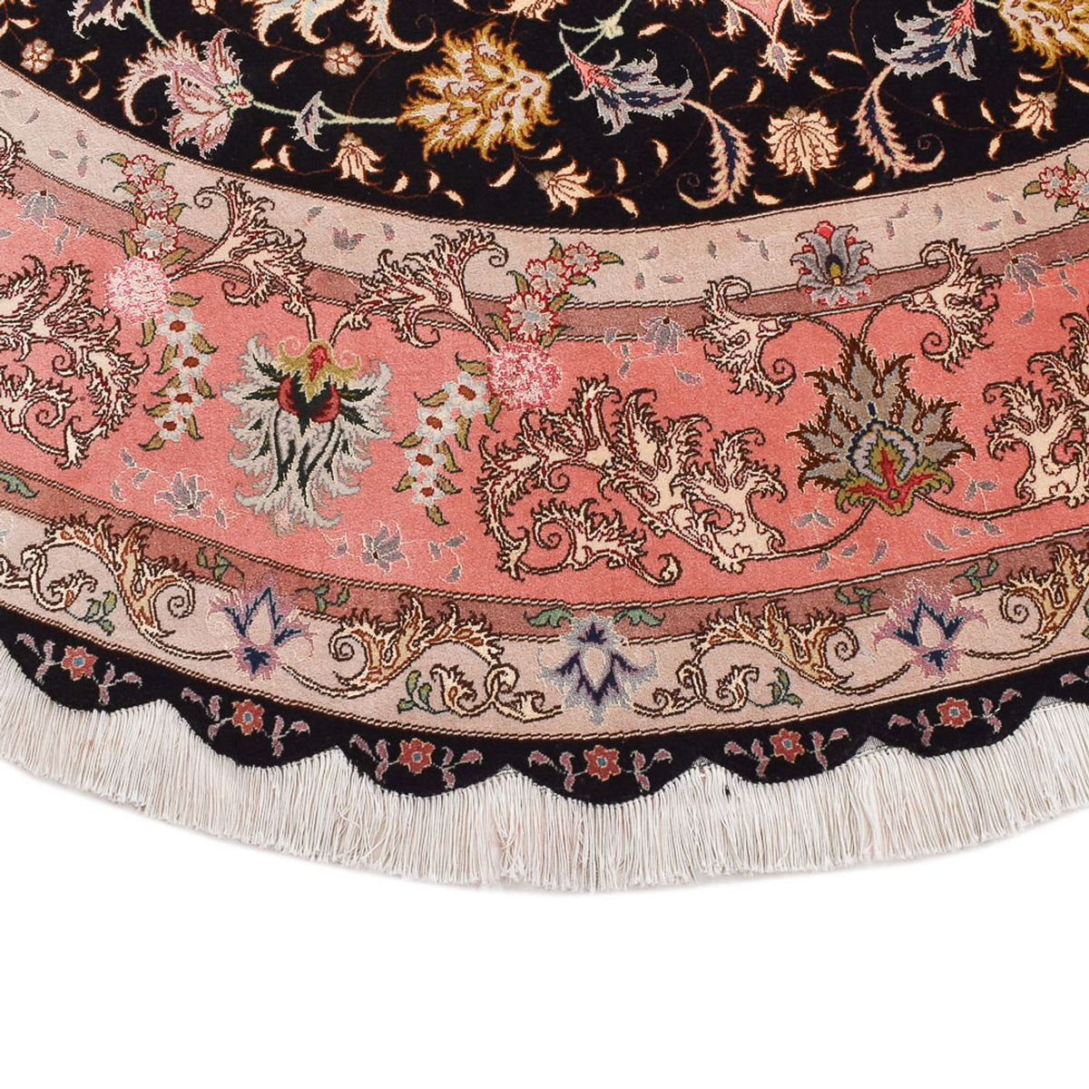 Dywan perski - Tabriz - Premium okrągły  - 250 x 250 cm - ciemnoniebieski