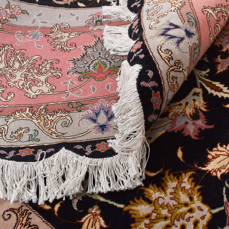 Dywan perski - Tabriz - Premium okrągły  - 250 x 250 cm - ciemnoniebieski