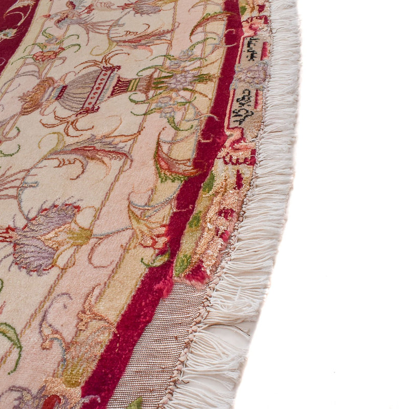 Dywan perski - Tabriz - Królewski okrągły  - 245 x 245 cm - czerwony