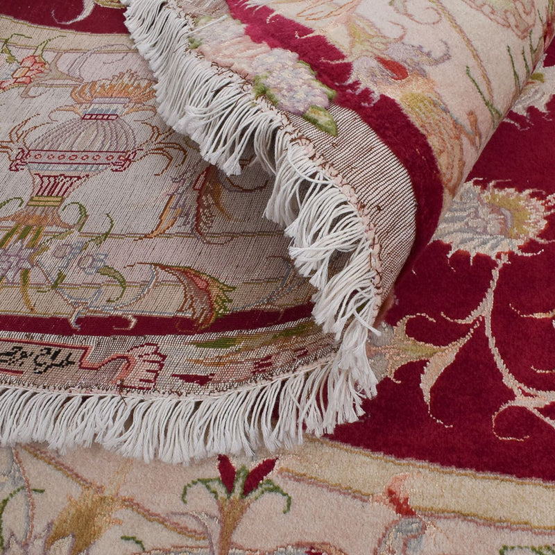 Dywan perski - Tabriz - Królewski okrągły  - 245 x 245 cm - czerwony