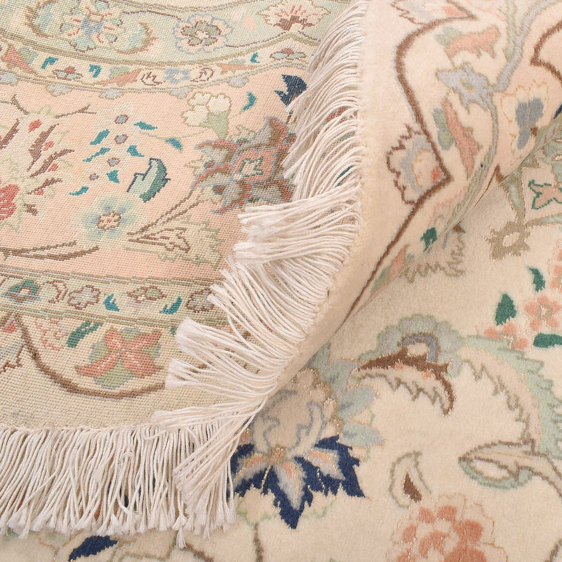 Dywan perski - Tabriz - Królewski okrągły  - 200 x 200 cm - piaskowy