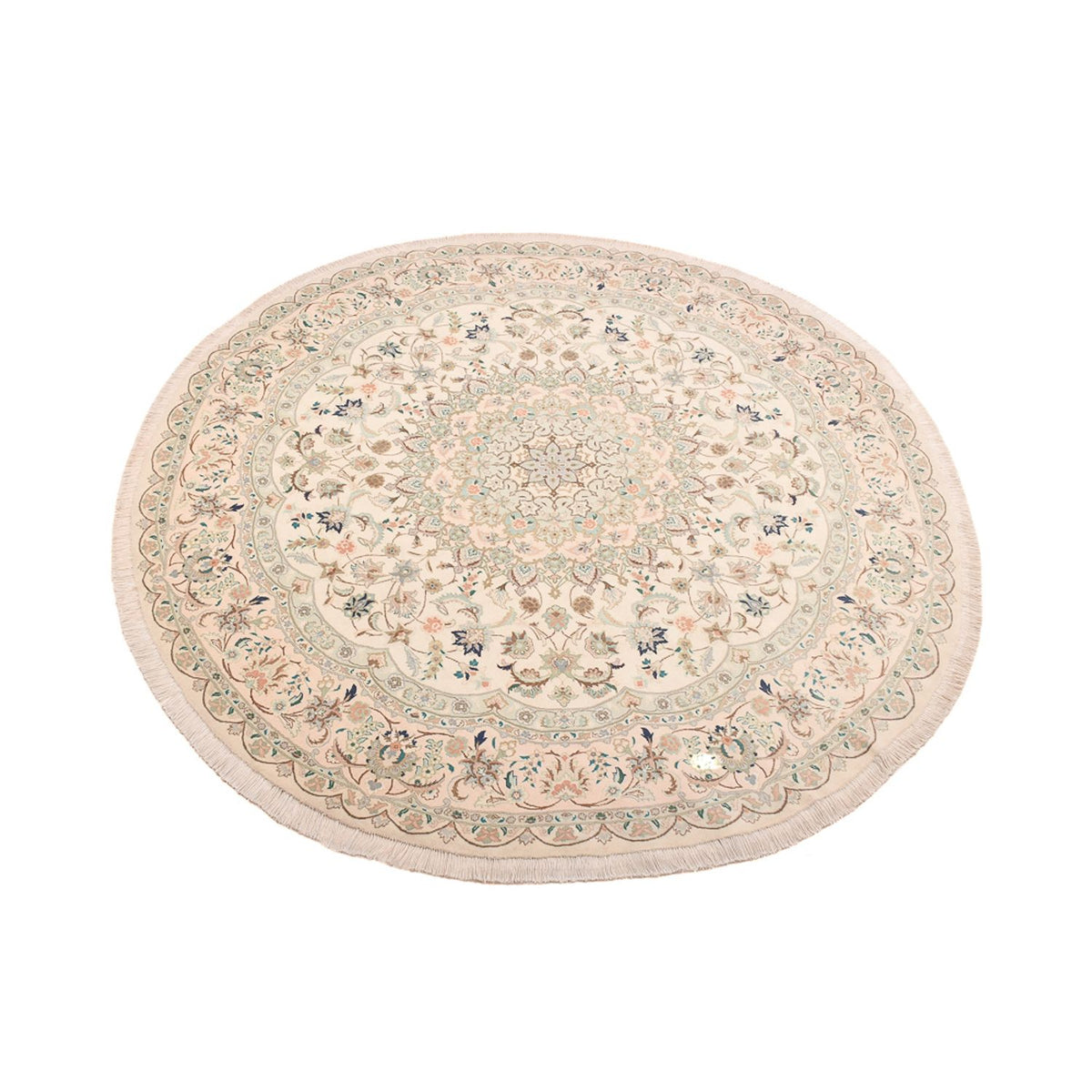 Dywan perski - Tabriz - Królewski okrągły  - 200 x 200 cm - piaskowy