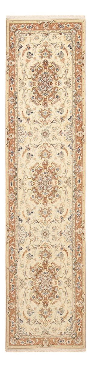 Biegacz Dywan perski - Tabriz - Królewski - 370 x 87 cm - beżowy
