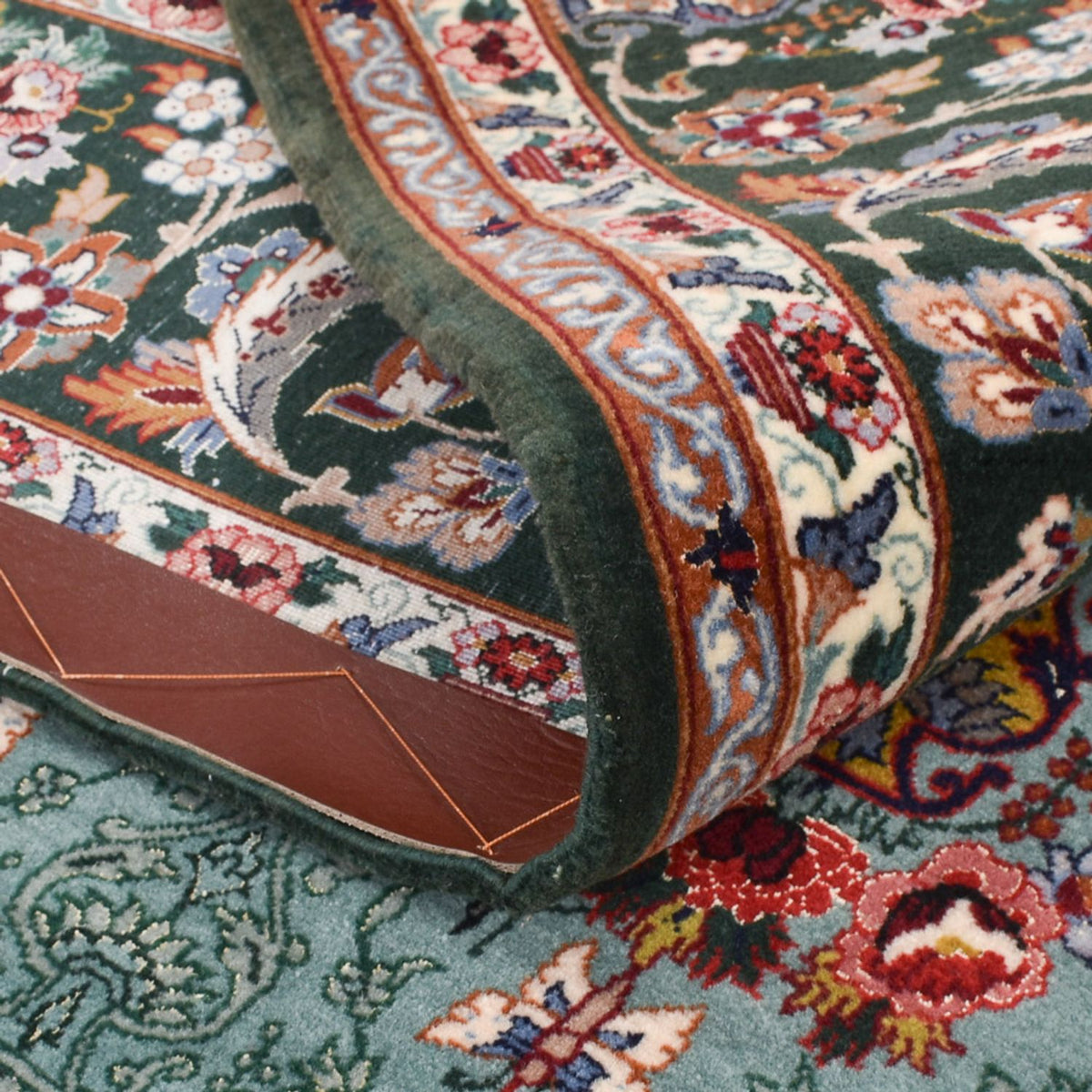 Dywan perski - Isfahan - Premium - 193 x 130 cm - turkusowy