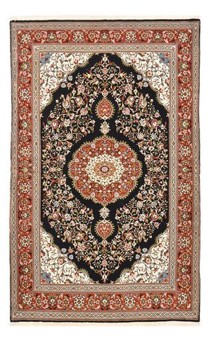 Perski dywan - Ghom - Królewski - 218 x 138 cm - ciemnoniebieski