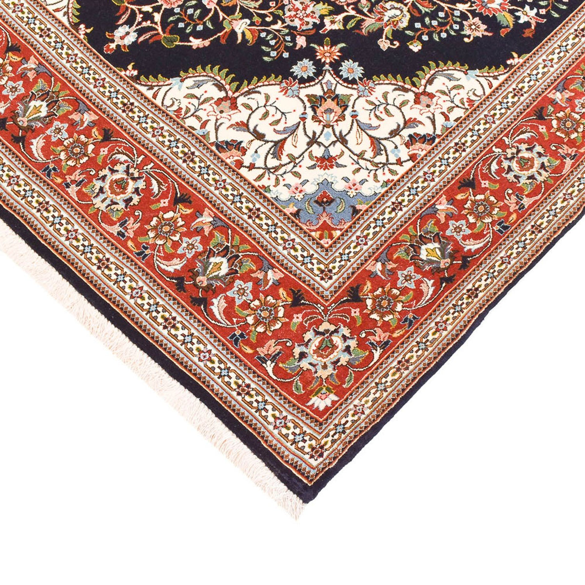 Perski dywan - Ghom - Królewski - 218 x 138 cm - ciemnoniebieski