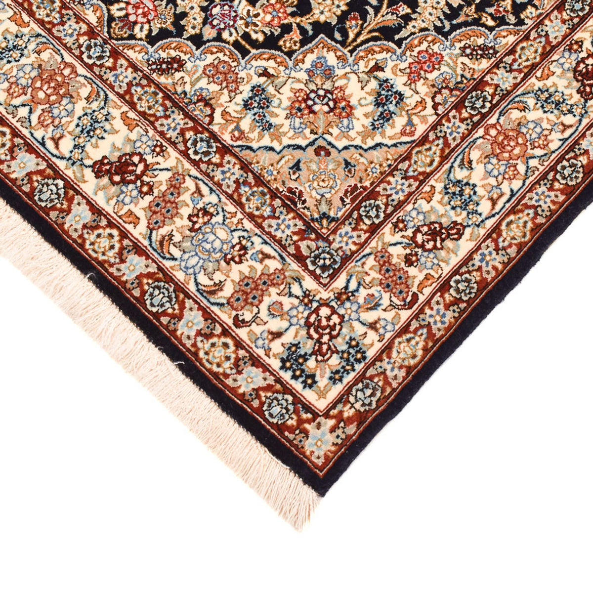 Dywan perski - Isfahan - Premium - 148 x 101 cm - ciemnoniebieski