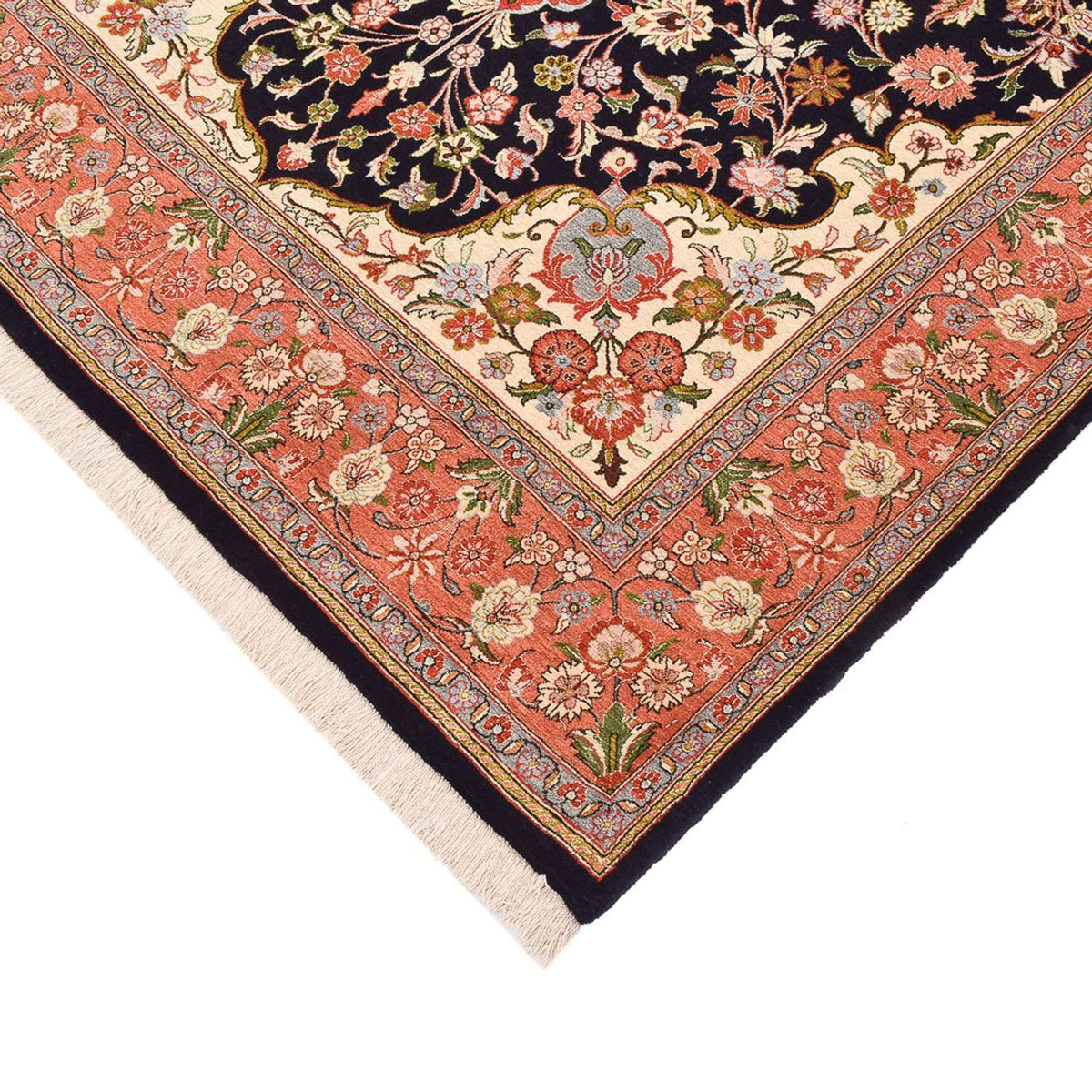 Perski dywan - Ghom - Królewski - 227 x 140 cm - ciemnoniebieski