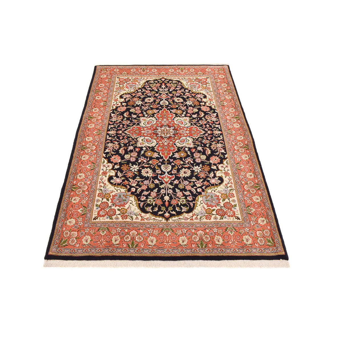 Perski dywan - Ghom - Królewski - 227 x 140 cm - ciemnoniebieski