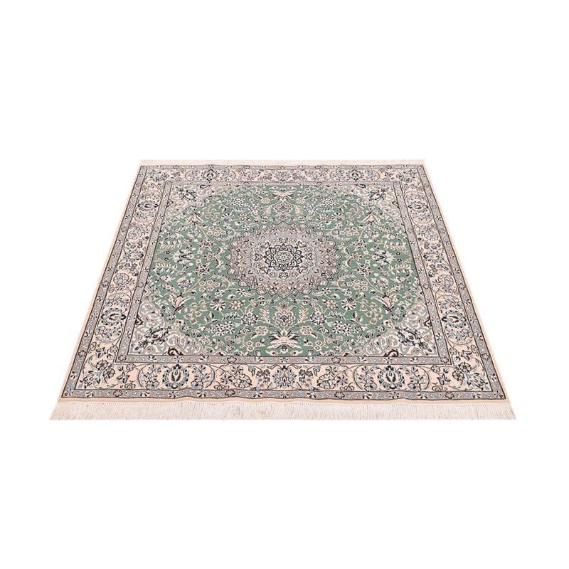 Dywan perski - Nain - Królewski kwadratowy  - 152 x 149 cm - jasnozielony