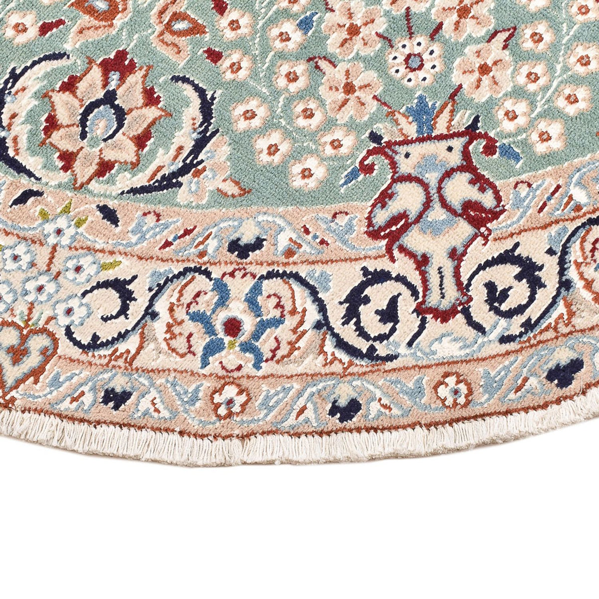 Dywan perski - Nain - Królewski okrągły  - 139 x 139 cm - jasnozielony