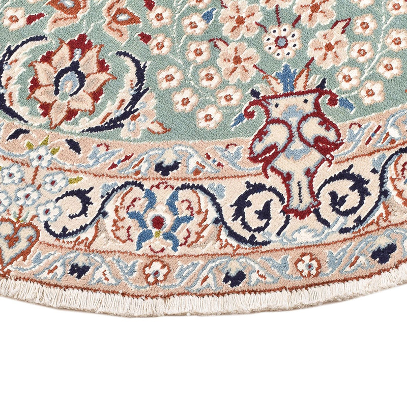 Dywan perski - Nain - Królewski okrągły  - 139 x 139 cm - jasnozielony