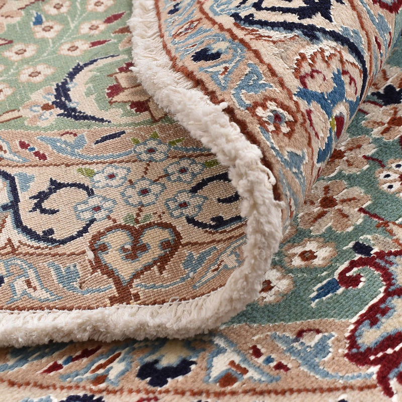 Dywan perski - Nain - Królewski okrągły  - 139 x 139 cm - jasnozielony