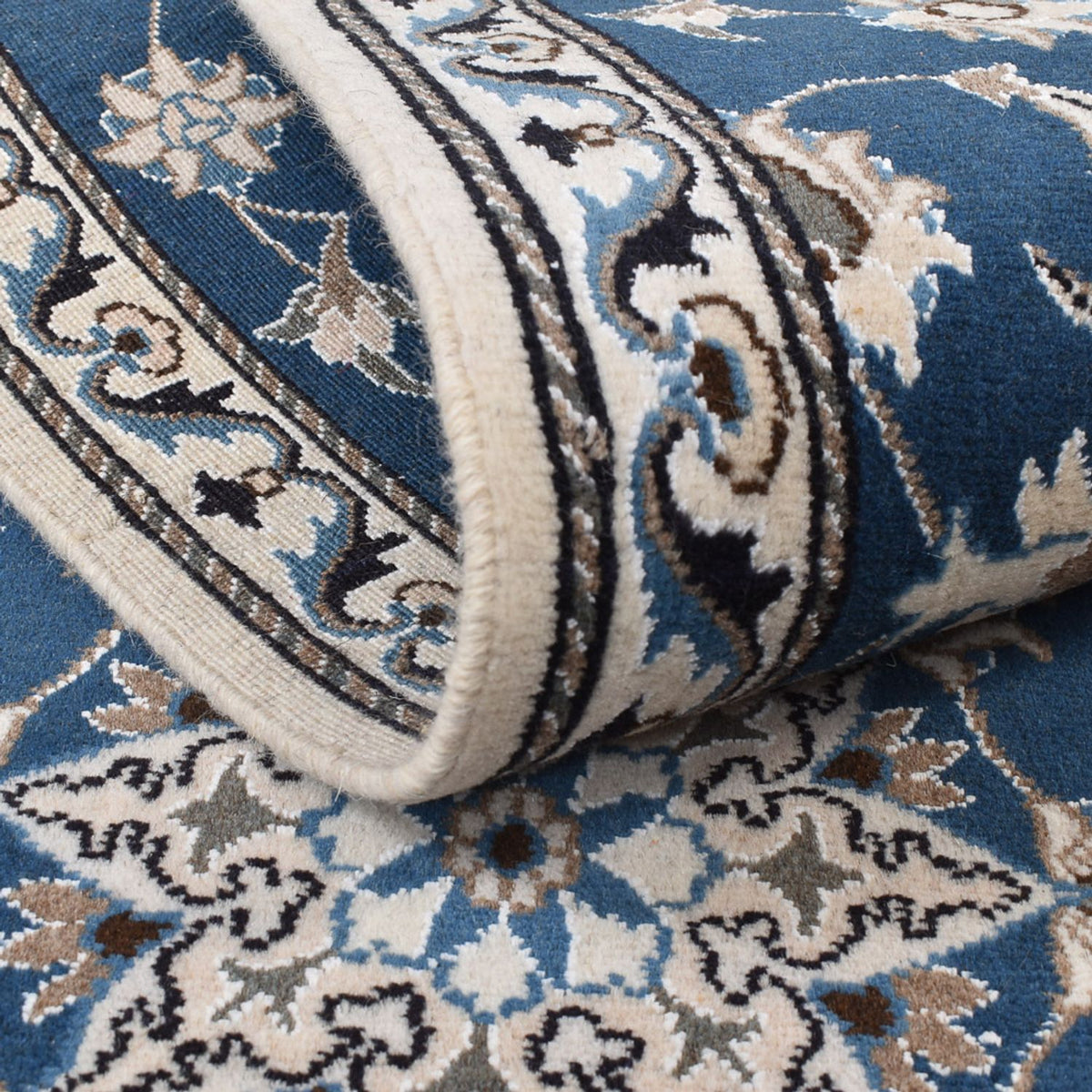 Biegacz Dywan perski - Nain - 195 x 77 cm - morski błękit