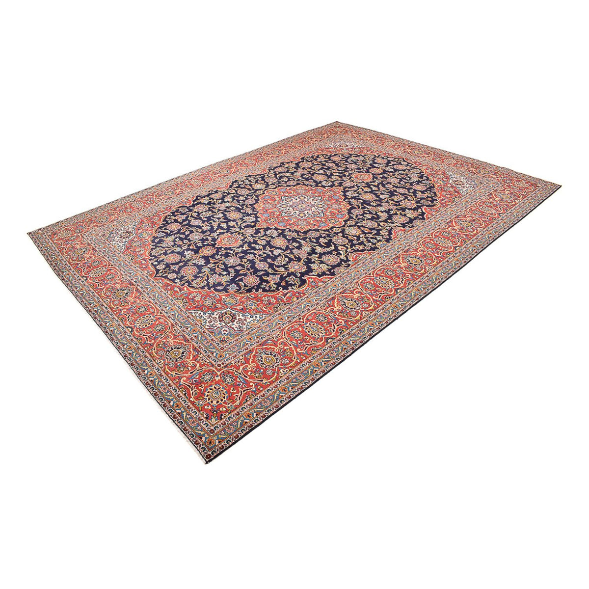 Dywan perski - Keshan - 398 x 295 cm - ciemnoniebieski